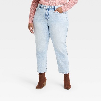 Women's Plus Size High-Rise Slim Straight Jeans - Ava & Viv™