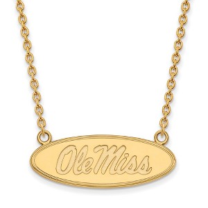 Black Bow Jewelry 14k Yellow Gold Mississippi Rebels NCAA Necklace 18 Inch - 1 of 4