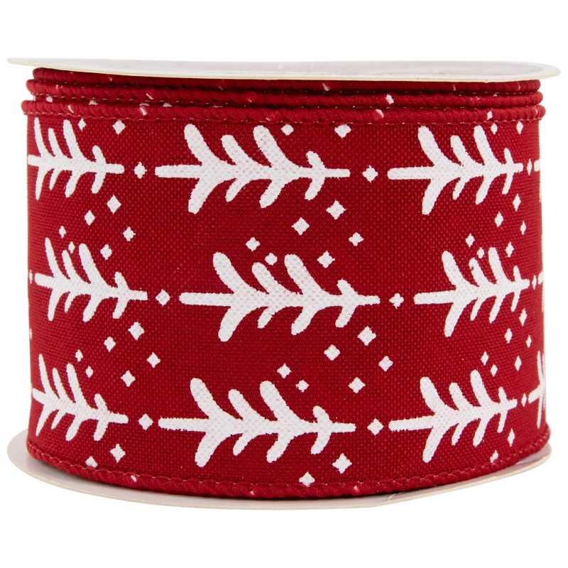 Northlight Red and White Christmas Tree Wired Craft Ribbon 2.5" x 10 Yards, 4 of 7