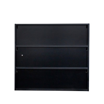 Vynxaria Black Glass Door Shoe Display Cabinet with Sliding Storage