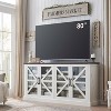 Farmhouse Coffee Bar Cabinet with 4 Glass Barn Doors & Adjustable Shelves, 70" Rustic Wood Sideboard for Kitchen, Dining, or Living Room, White - 2 of 4