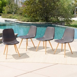 Christopher Knight Home Gila Outdoor Wicker and Iron Armless Dining Chairs - 1 of 4