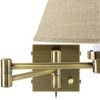 Barnes and Ivy Modern Swing Arm Wall Lamps Set of 2 Antique Brass Plug-In Light Fixture Fine Burlap Empire for Bedroom Living Room - 2 of 3