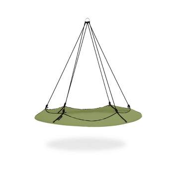 Hangout Pod  7' Circular Outdoor Family Hammock Bed and Stand Set Black/Sage Green