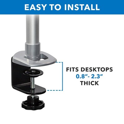 Silver Aluminum Single Monitor Desk Mount with Gas Spring Arm