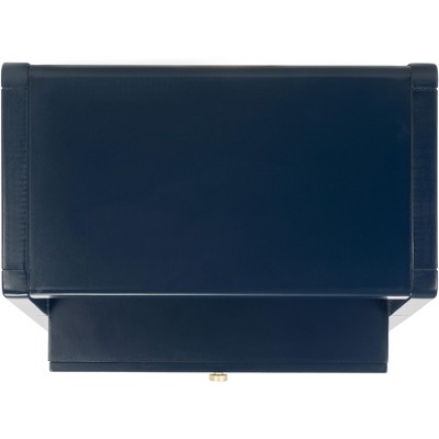 Navy and Gold Rectangular Wood Storage Accent Table with Drawers
