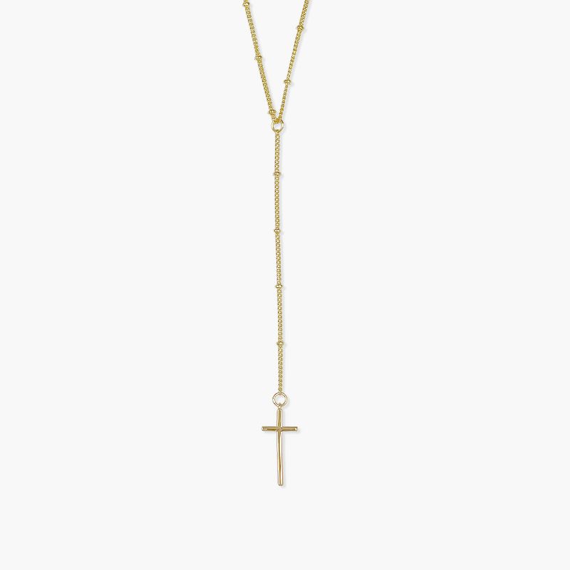 sanctuaire Beaded Rosary Cross Necklace Gold, 1 of 4