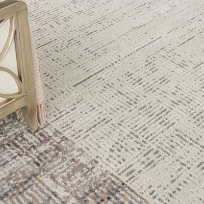 Elation Gray and Ivory Abstract Rectangular 7' x 10' Area Rug