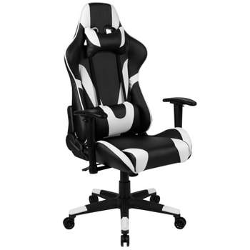 BlackArc High Back Reclining Gaming Chair in Faux Leather - Height Adjustable Arms - Headrest & Lumbar Support Pillows