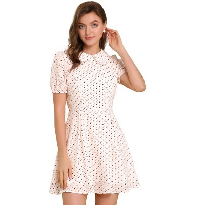 Allegra K Women's Heart Dots Print Dresses Short Sleeve A-line Peter ...