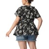 Agnes Orinda Women's Plus Size Ruffle Neck Floral Wrap Tie Waist Blouse - 4 of 4