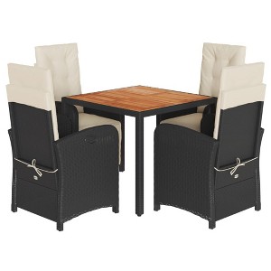vidaXL Garden Dining Set Black and Cream White - 1 of 4
