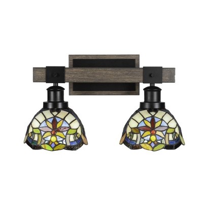 Toltec Lighting Tacoma 2 - Light Vanity in  Black/Painted Wood with 7" Earth Star Art Glass Shade