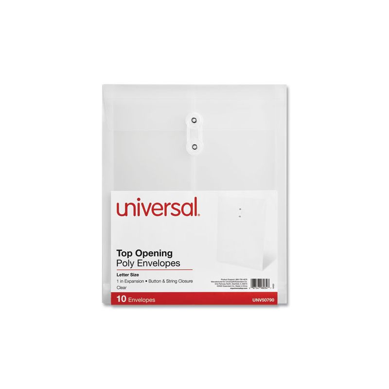 Universal Top Opening Poly Envelopes, 1.25" Expansion, Letter Size, Clear, 10/Pack, 1 of 6