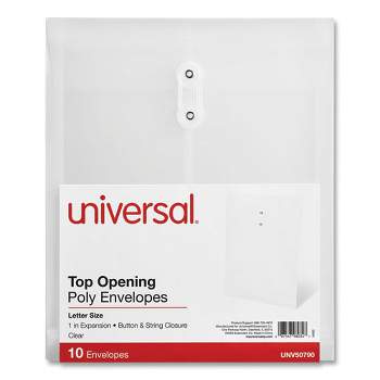 Universal Top Opening Poly Envelopes, 1.25" Expansion, Letter Size, Clear, 10/Pack