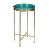 Kate and Laurel Celia Round Metal Tea Table, 14x14x25.75, Gold and Teal - 2 of 4
