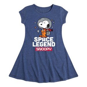 Girls' - Peanuts - Space Traveler Snoopy Fit & Flair Cap Sleeve Dress - 1 of 3