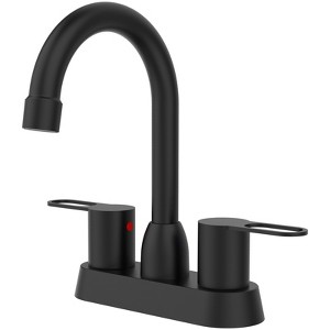 ChicFurnit Bathroom Sink Faucet Modern 2 Handle Centerset Faucet for Trendy Vanities and RV Spaces, Black, 10.63"*9.65"*2.6" - 1 of 4