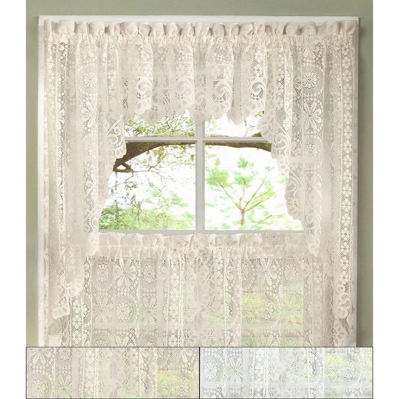 Hopewell Old World Style Floral Lace Kitchen Curtains by Sweet Home Collection™, 3 of 4