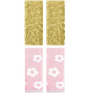REGALWOVEN 4 Pcs Cute Floral Pattern Cotton Bathroom Soft Absorbent Hand Towel 14 x 30 Inch - 1 of 4
