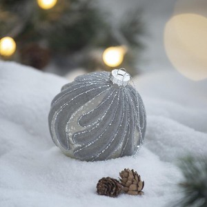 YOOCOZZ Trendy Household Christmas Decoration 6 Set, 3.9" Elegent Xmas Ball Ornaments, Glass Decorative Hanging Ball Xmas Tree Ornaments - 1 of 4