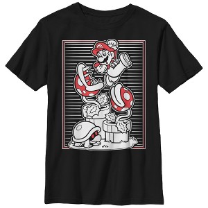 Boy's Nintendo Jumping Mario Over The Piranha Plants T-Shirt - 1 of 4