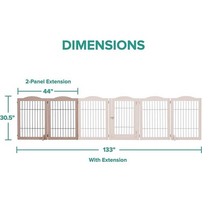 Walnut Freestanding Folding Dog Gate Extension with Black Bars