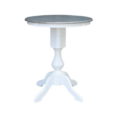 30" Round Top Counter Height Dining Table White/Heather Gray - International Concepts