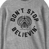 Kids Long Sleeve Journey Tee - Don't stop believin', logo and scarab with horn on Athletic Heather - 2 of 2