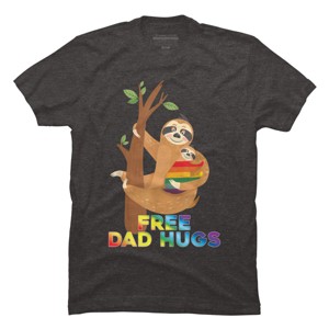 Adult Design By Humans Free Dad Hugs Rainbow Sloth Pride By KangThien T-Shirt - 1 of 2
