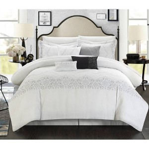 Chic Home Design King 8pc Gratia Comforter & Sham Set White