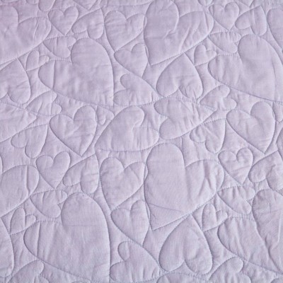 Lavender Cotton Twin Quilt Set with Heart Pillows