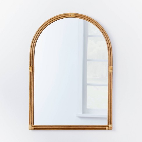 24 X 34 Rattan Arched Wall Mirror, How To Hang A Heavy Mirror When There Is No Studio