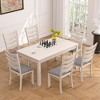 VECELO Rustic Wooden Dining Chairs, Rubber Wood Kitchen Chairs with Padded Seat & Elegant Hollowed Backrest, Gray - 2 of 4