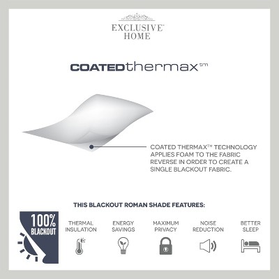 Acadia Aqua Cordless Blackout Roman Shade with Linen Fabric, 31" x 64"