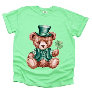 St. Patrick's Bear Clover - Women's Garment Dyed Graphic T-Shirt - 1 of 4