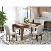 East West Furniture, 5-Pc Modern Dining Table Set- Grey Linen Fabric Seat and High Chair Back (Antique Walnut Finish) - 2 of 4