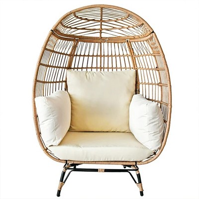 SKONYON Oversized Wicker Egg Chair with Seat Cushion
