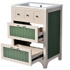 NicBex 24"/30" Bathroom Vanity with Ceramic Sink,Wooden Bathroom Cabinet with 2 Drawers/Adjustable Shelf,Freestanding Storage Cabinet,Beige,Green - 2 of 4