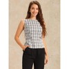 INSPIRE CHIC Women's Tweed Elegant Plaid Print Sleeveless Crew Neck Waist Buckle Back Zipper Top - 4 of 4