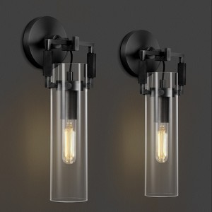 CityFurn 1-Light Wall Sconce with Clear Glass (Set of 2) - 1 of 4