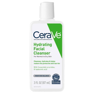 CeraVe Face Wash, Hydrating Facial Cleanser for Normal to Dry Skin with Hyaluronic Acid, Ceramides and Glycerin - 3 fl oz​​