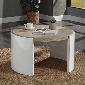 33" Coffee Table with 1 Drawer, Oak and High Gloss Finish, Modern Design for Living Room - 1 of 4