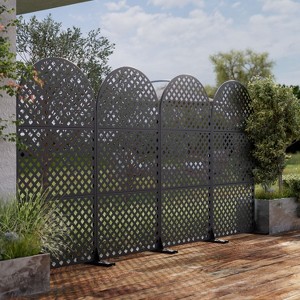 Dovelina Metal Outdoor Privacy Screen Arched Top Freestanding Patio Decorative Screens（Set of 2) - 1 of 4