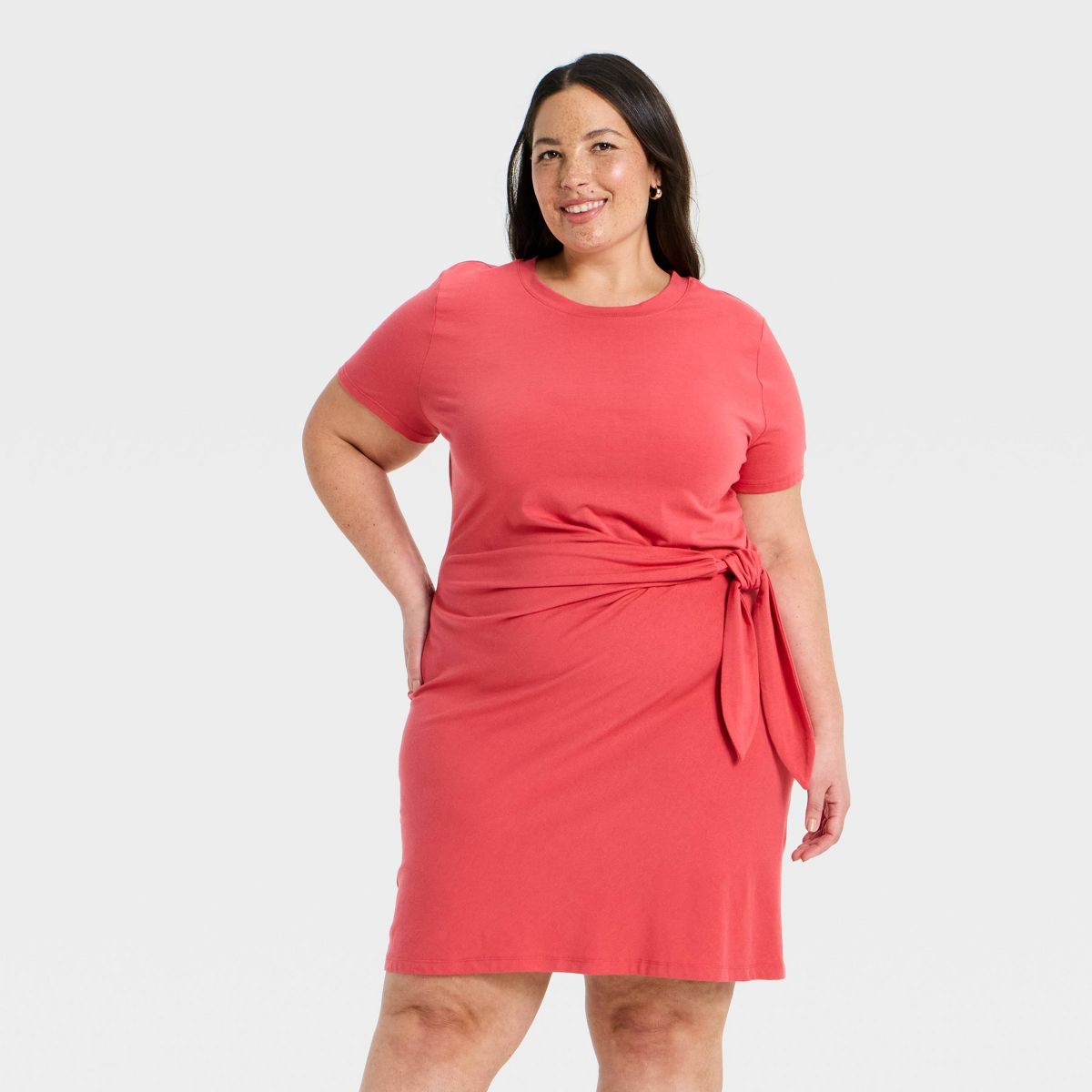 Women's Short Sleeve Tie-Front Knit Mini Dress - A New Day™