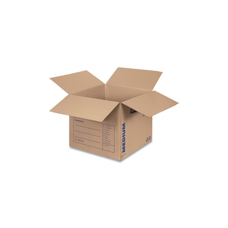 Bankers Box SmoothMove Basic Moving Boxes, Regular Slotted Container (RSC), Medium, 18" x 18" x 16", Brown/Blue, 20/Bundle, 2 of 6