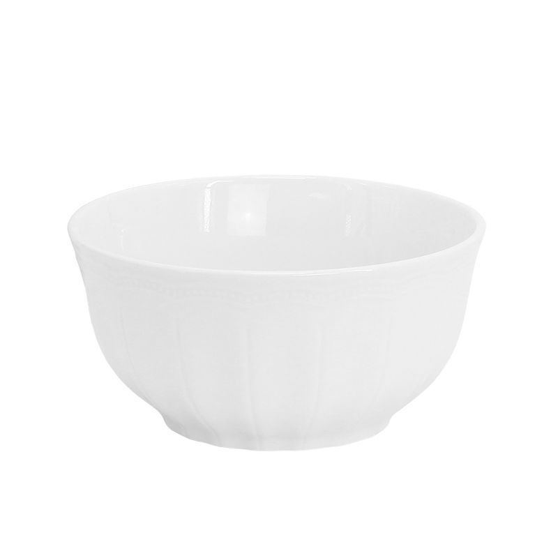 Hometrends Ultra Durable 4 Piece 6 Inch Fine Ceramic Embossed Bowl Set in White, 2 of 5