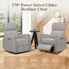 Power Recliner Chair Swivel Glider Rocker for Nursery, Upholstered Rocking Reclining Single Sofa with 2 Device Holders-Grey - 2 of 4