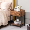 Costway Nightstand W/ Charging Station Sofa Side Table Storage Cabinet Shelf End Table - 3 of 4