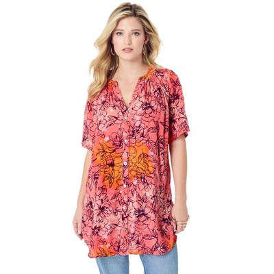 Roaman's Women's Plus Size Short Sleeve Angelina Tunic